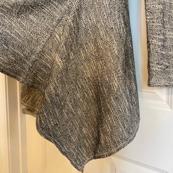 Max Studio Weekend 100% Cotton Hooded Open Cardigan Asymmetrical Black White S - Picture 7 of 16